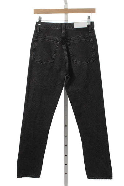 Re/Done Womens Black Straight Jeans Mid Rise 100% Cotton Size 24