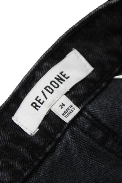Re/Done Womens Black Straight Jeans Mid Rise 100% Cotton Size 24