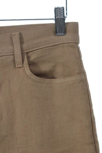 L'Agence Women Cropped Beige Mid Rise Cotton Blend Button Jeans Size 24