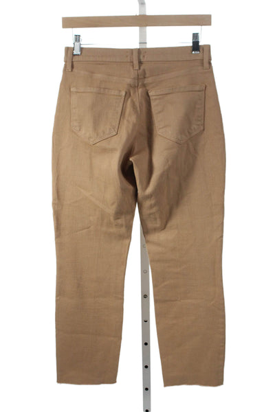 L'Agence Women Cropped Beige Mid Rise Cotton Blend Button Jeans Size 24