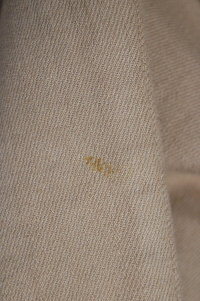 L'Agence Women Cropped Beige Mid Rise Cotton Blend Button Jeans Size 24