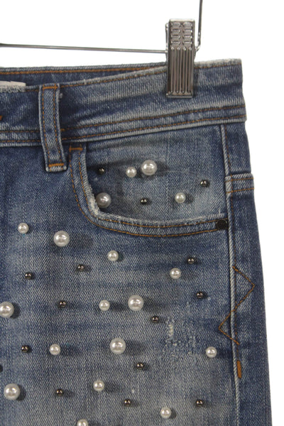 Zara Women Ankle Jeans Blue Cotton Blend Mid Rise 26 in Inseam Size 0