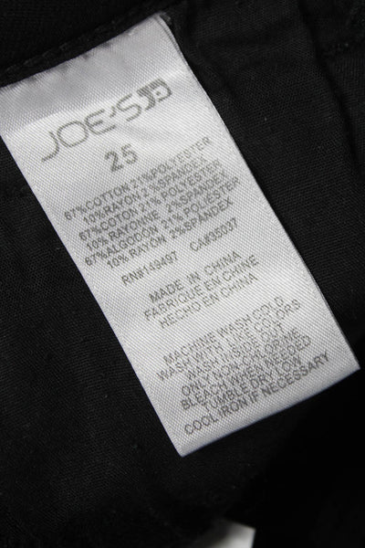 Joes Women Straight Jeans High Waist Black Cotton Blend Size 25