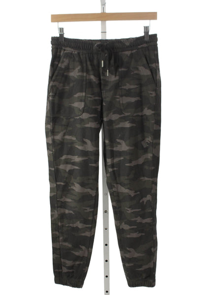 Athleta Womens Jogger Pants Green Camo Drawstring 25in Inseam Size 0
