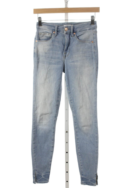 Good American Womens Skinny Mid Rise Blue Jeans Size 24