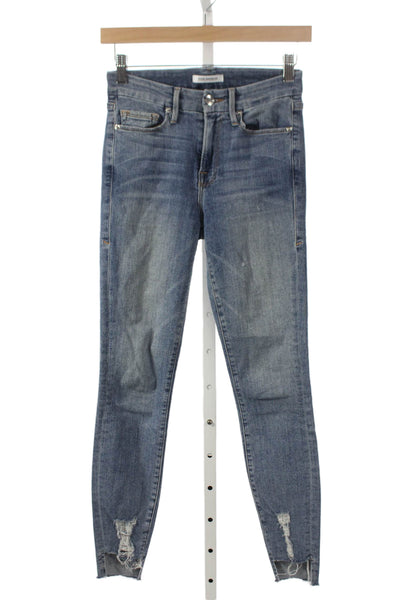 Good American Womens Skinny Jeans Blue High Waist Button Size 24