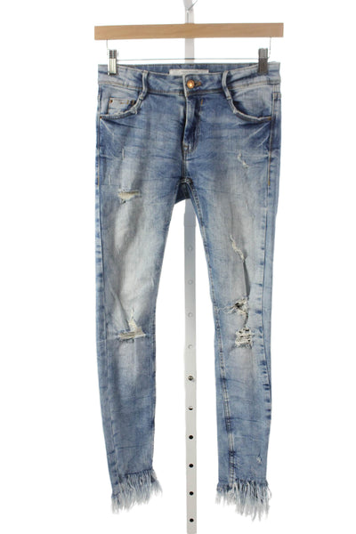 Zara Womens Skinny Jeans Blue Cotton Mid Rise Size 26