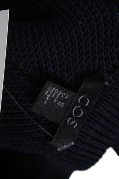 COS Women Pullover Sweater Blue Cotton Crew Neck 3/4 Sleeve Size XS