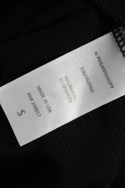 Philanthropy Women Basic Black Long Sleeve Round Neck T-Shirt Size S