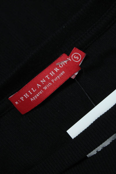 Philanthropy Women Basic Black Long Sleeve Round Neck T-Shirt Size S