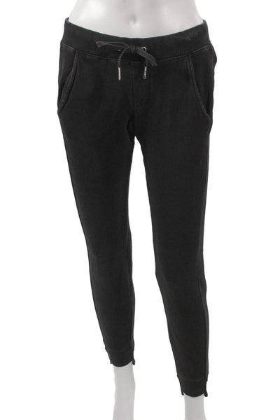 Pam & Gela Women Black Cotton Jogger Pants Drawstring 25in Size PP
