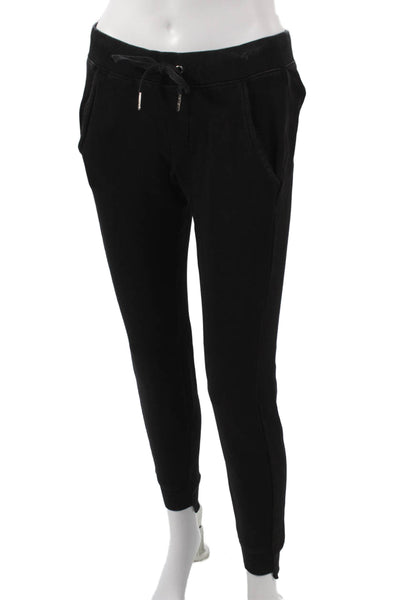 Pam & Gela Women Black Cotton Jogger Pants Drawstring 25in Size PP