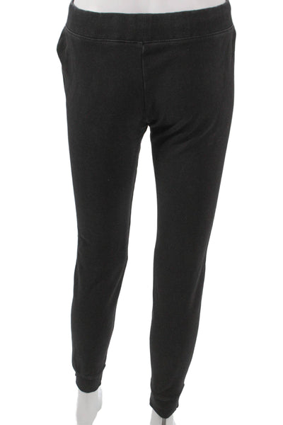 Pam & Gela Women Black Cotton Jogger Pants Drawstring 25in Size PP