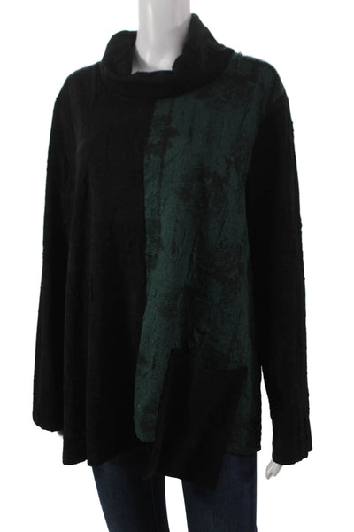 Shana Women Tunic Cowl Neck Colorblock Black Blouse Long Sleeve Size XS