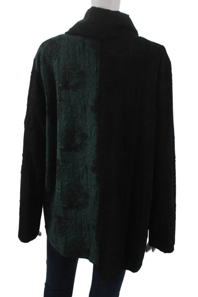 Shana Women Tunic Cowl Neck Colorblock Black Blouse Long Sleeve Size XS