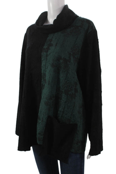 Shana Women Black Colorblock Cowl Neck Long Sleeve Tunic Blouse Size M