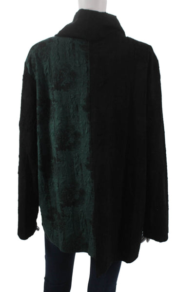 Shana Women Black Colorblock Cowl Neck Long Sleeve Tunic Blouse Size M