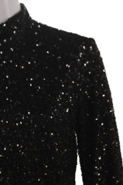 Insight Womens Mock Neck Long Sleeve Blouse Black Polyester Zip Size XS