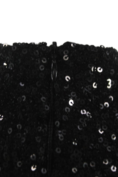 Insight Womens Mock Neck Long Sleeve Blouse Black Polyester Zip Size XS