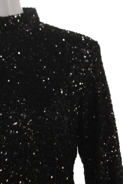 Insight Womens Basic Blouse Black Mock Neck Long Sleeve Polyester Zip Size L