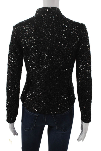 Insight Womens Basic Blouse Black Mock Neck Long Sleeve Polyester Zip Size L