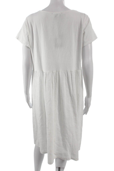 M Made In Italy Women T Shirt Dress White Short Sleeve Round Neck Mini Size L