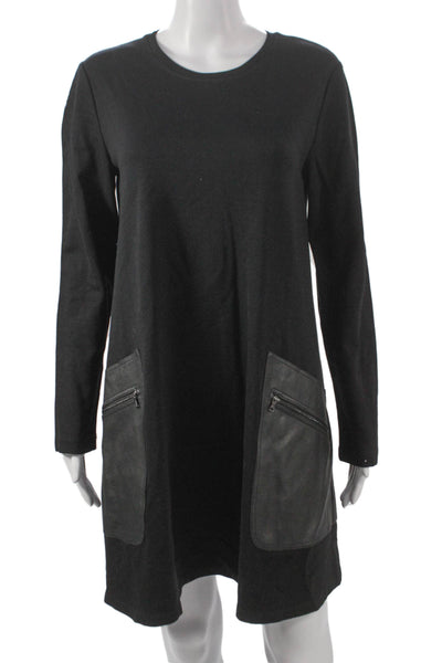 BCBG Max Azria Womens Shift Dress Black Long Sleeve Knee Length Rayon Size S