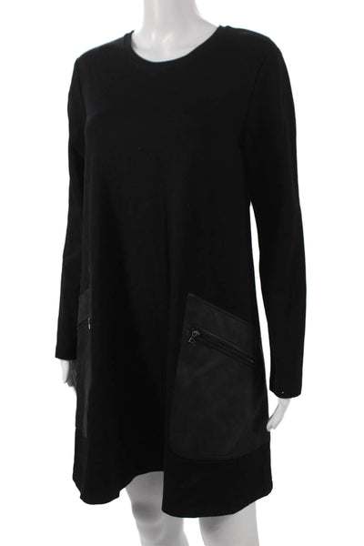 BCBG Max Azria Womens Shift Dress Black Long Sleeve Knee Length Rayon Size S