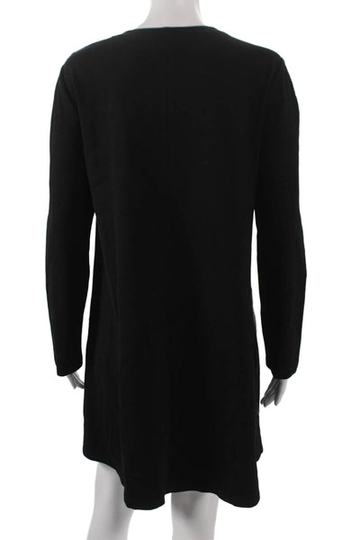 BCBG Max Azria Womens Shift Dress Black Long Sleeve Knee Length Rayon Size S
