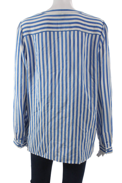 Joie Womens Silk Striped V-Neck Tunic Blouse Long Sleeve Pullover Size M