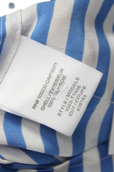 Joie Womens Silk Striped V-Neck Tunic Blouse Long Sleeve Pullover Size M