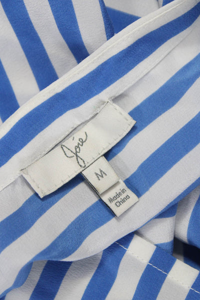 Joie Womens Silk Striped V-Neck Tunic Blouse Long Sleeve Pullover Size M