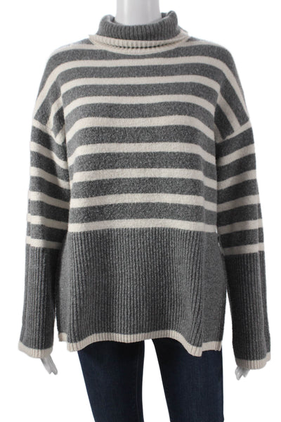 Oak + Fort Womens Gray Striped Turtleneck Pullover Sweater Size XS