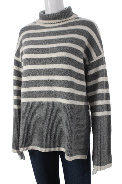 Oak + Fort Womens Gray Striped Turtleneck Pullover Sweater Size XS