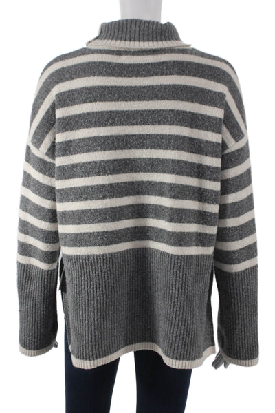 Oak + Fort Womens Gray Striped Turtleneck Pullover Sweater Size XS