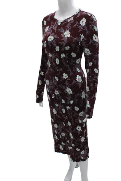 Carven Women Bodycon Purple Viscose Long Sleeve Midcalf Dress Size L