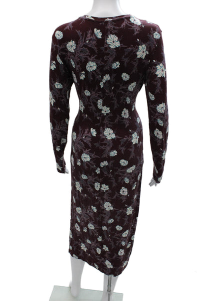 Carven Women Bodycon Purple Viscose Long Sleeve Midcalf Dress Size L