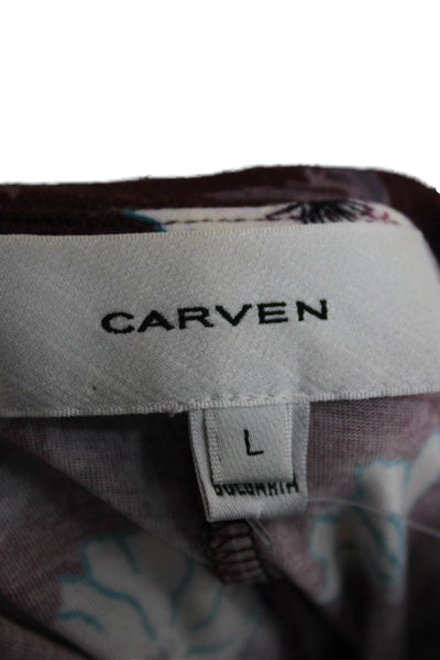 Carven Women Bodycon Purple Viscose Long Sleeve Midcalf Dress Size L