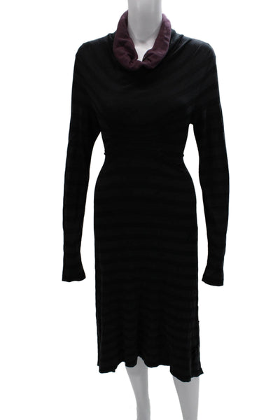 Cop Copine Womens Sweater Dress Black Cowl Neck Longsleeve Knee Size 38