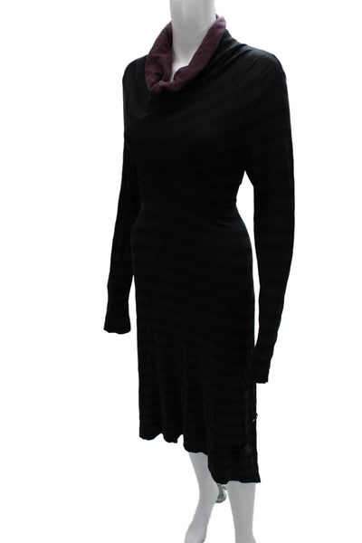 Cop Copine Womens Sweater Dress Black Cowl Neck Longsleeve Knee Size 38