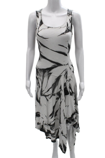 Bashara Lesser Womens Tank Dress White Cotton Tie Dye Sleeveless Long Size M