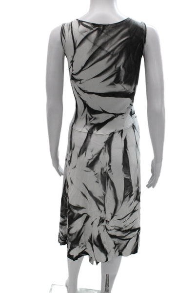Bashara Lesser Womens Tank Dress White Cotton Tie Dye Sleeveless Long Size M