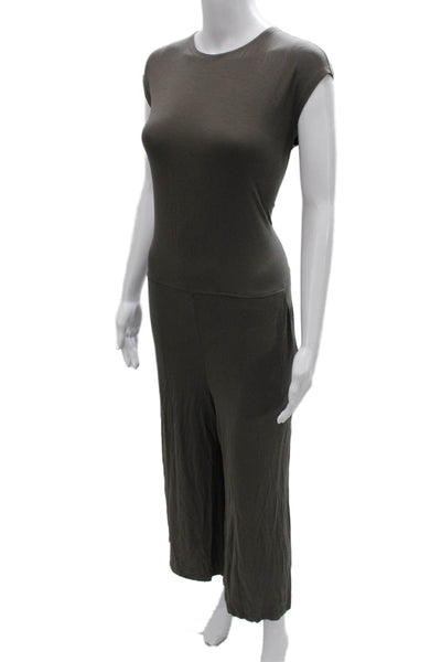 Eileen Fisher Women Short Sleeve Round Neck Viscose Jumpsuit Green Size 2XS