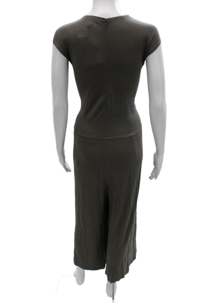 Eileen Fisher Women Short Sleeve Round Neck Viscose Jumpsuit Green Size 2XS