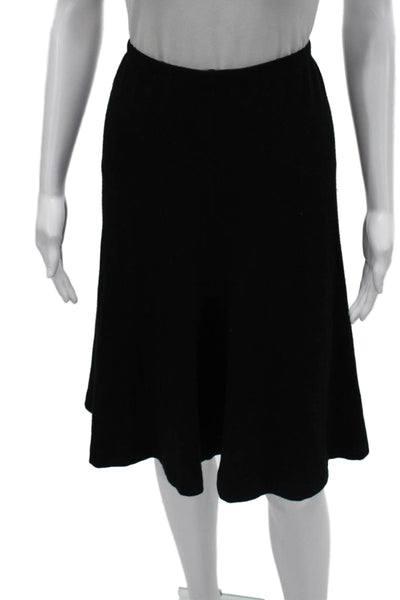 Donna Karan New York Women A-Line Wool Knee Length Skirt Black Pull On Size S
