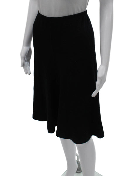 Donna Karan New York Women A-Line Wool Knee Length Skirt Black Pull On Size S