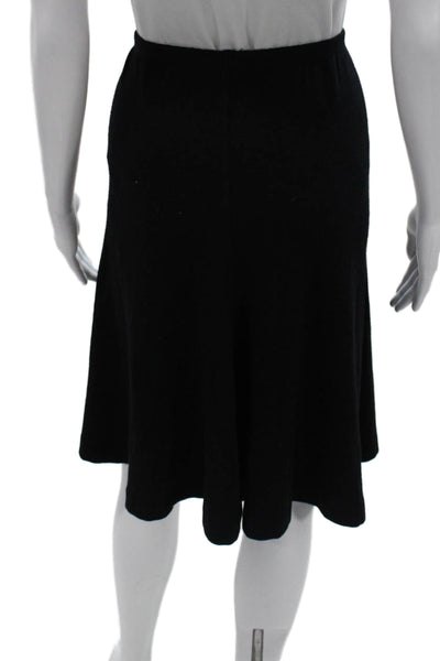 Donna Karan New York Women A-Line Wool Knee Length Skirt Black Pull On Size S