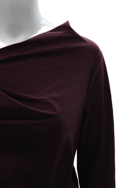 Porto Women Tunic Blouse Purple Cowl Neck 3/4 Sleeve Nylon Size 0