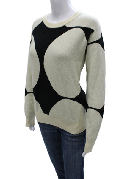 Marimekko Women Pullover Black Geometric Crew Neck 55% Cotton Longsleeve Size L