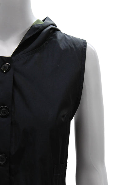 Sun Kim Women Blouse Sleeveless Black Button Polyester Round Neck Size XS